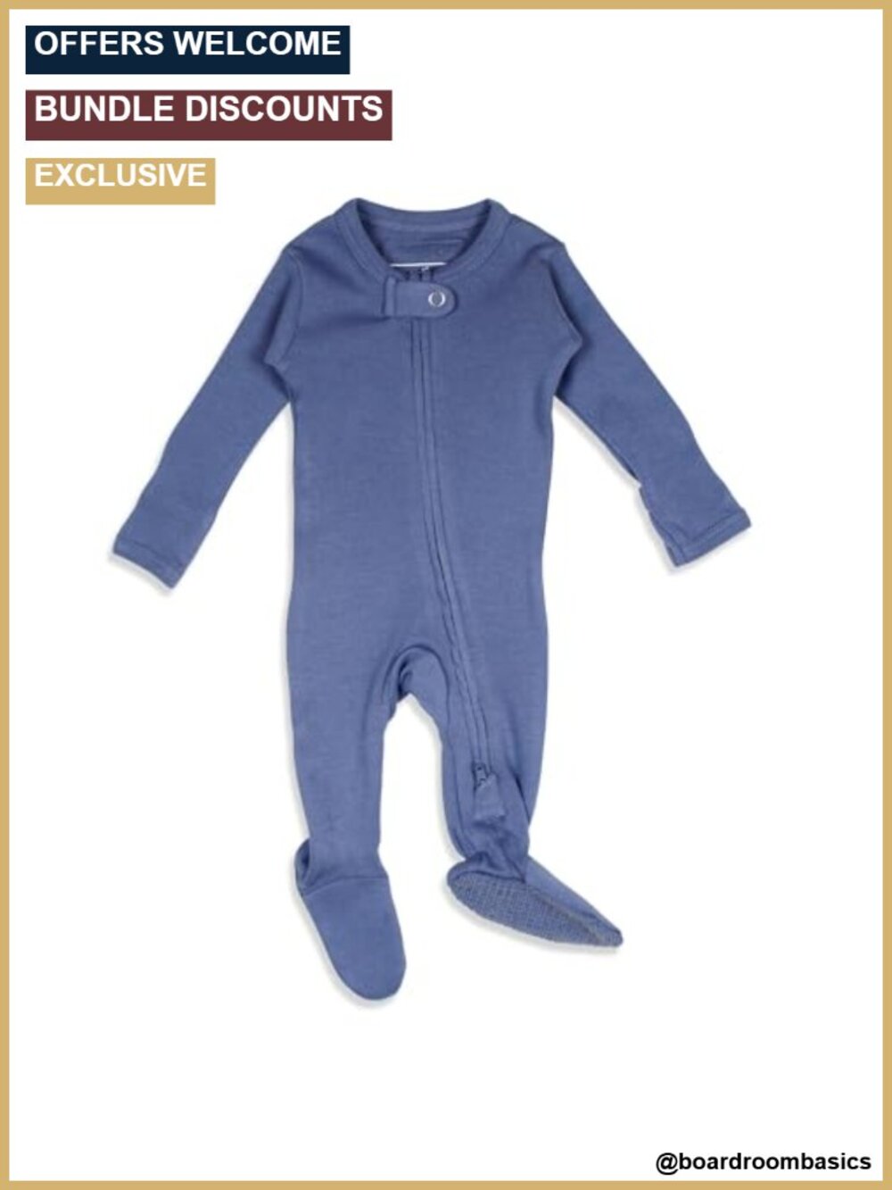 Organic Cotton 2-Way Zipper Footie Baby Boys One Piece Sleeper